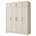 Armoire en bois avec poignées métalliques dorées, beige, 200x60x220 cm