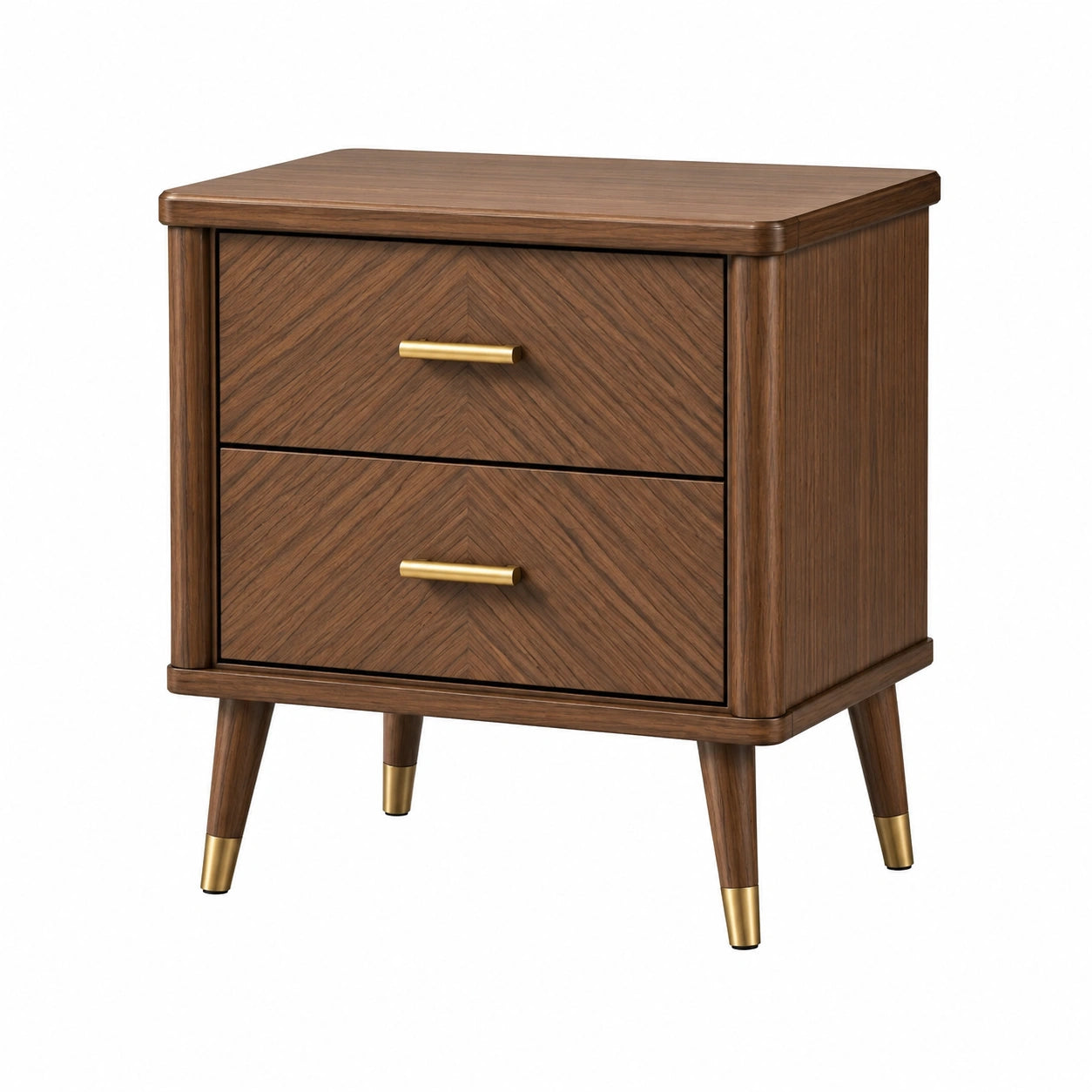Table de chevet en bois avec poignées en métal doré