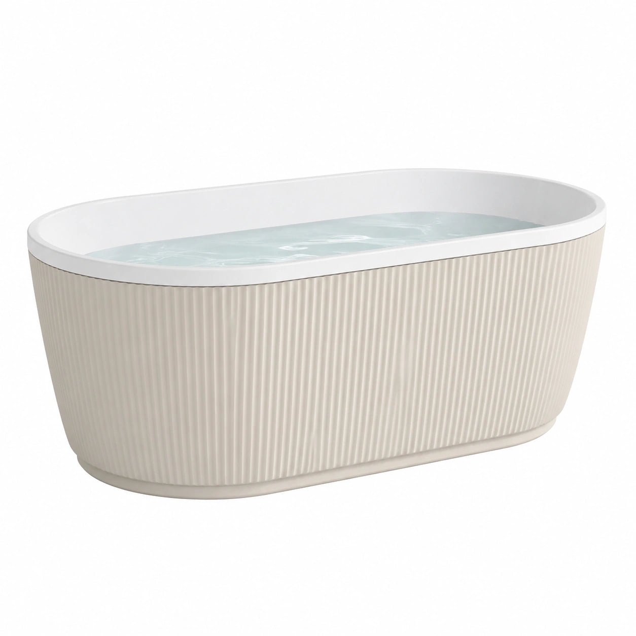 Baignoire îlot ovale en acrylique beige 170x80x60 cm