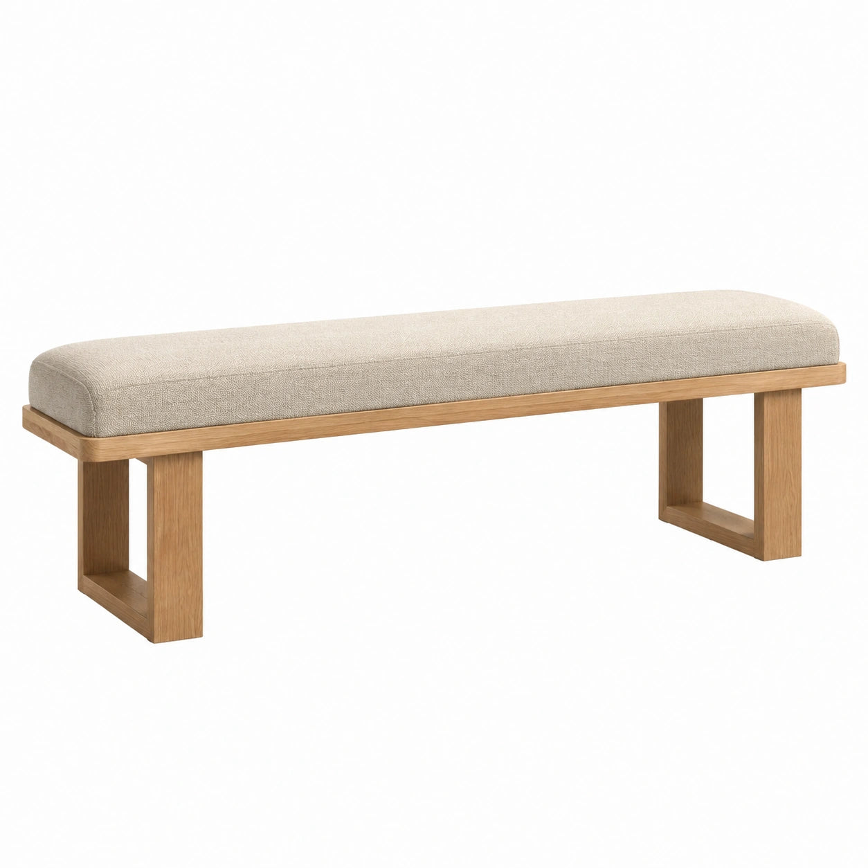 Banc en bois et lin beige 150x35x45 cm