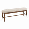 Banc en bois et tissu polyester beige 120x40x45 cm