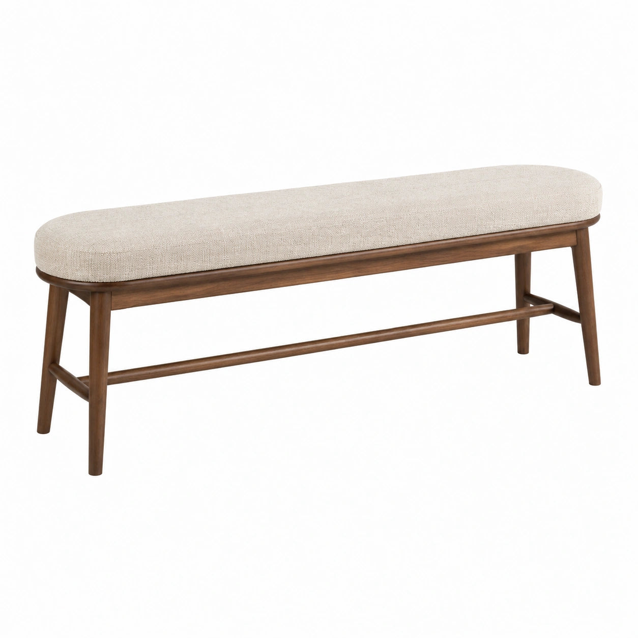 Banc en bois et tissu polyester beige 120x40x45 cm