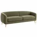 Canapé 3 places en tissu polyester vert avec pieds en métal