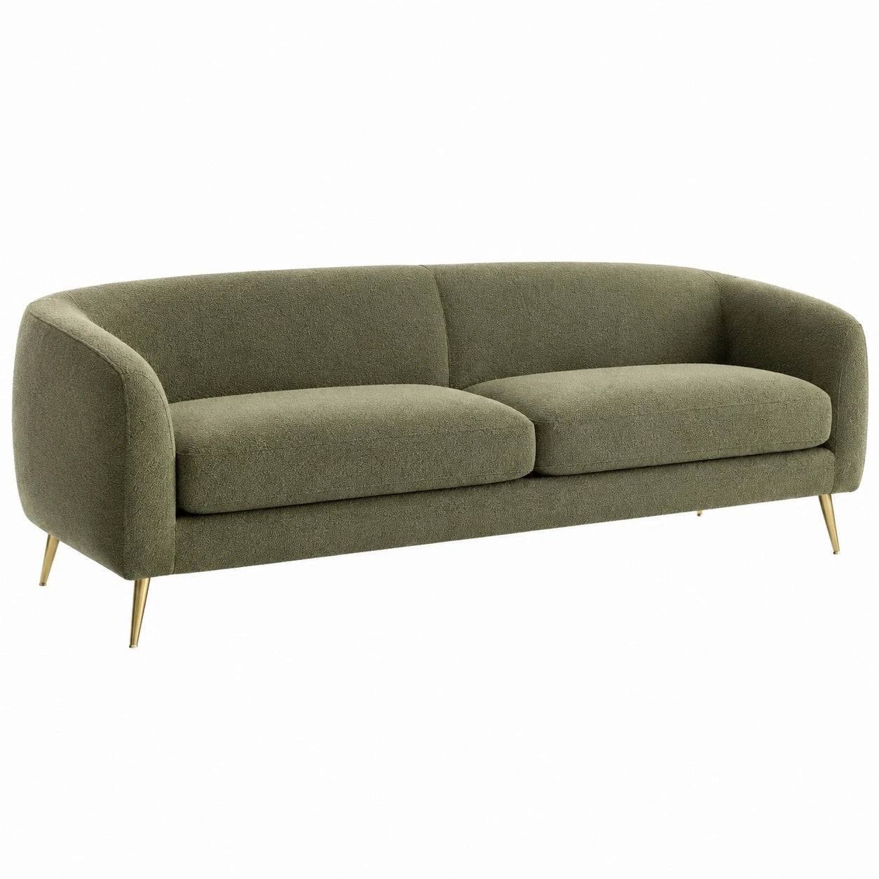 Canapé 3 places en tissu polyester vert avec pieds en métal