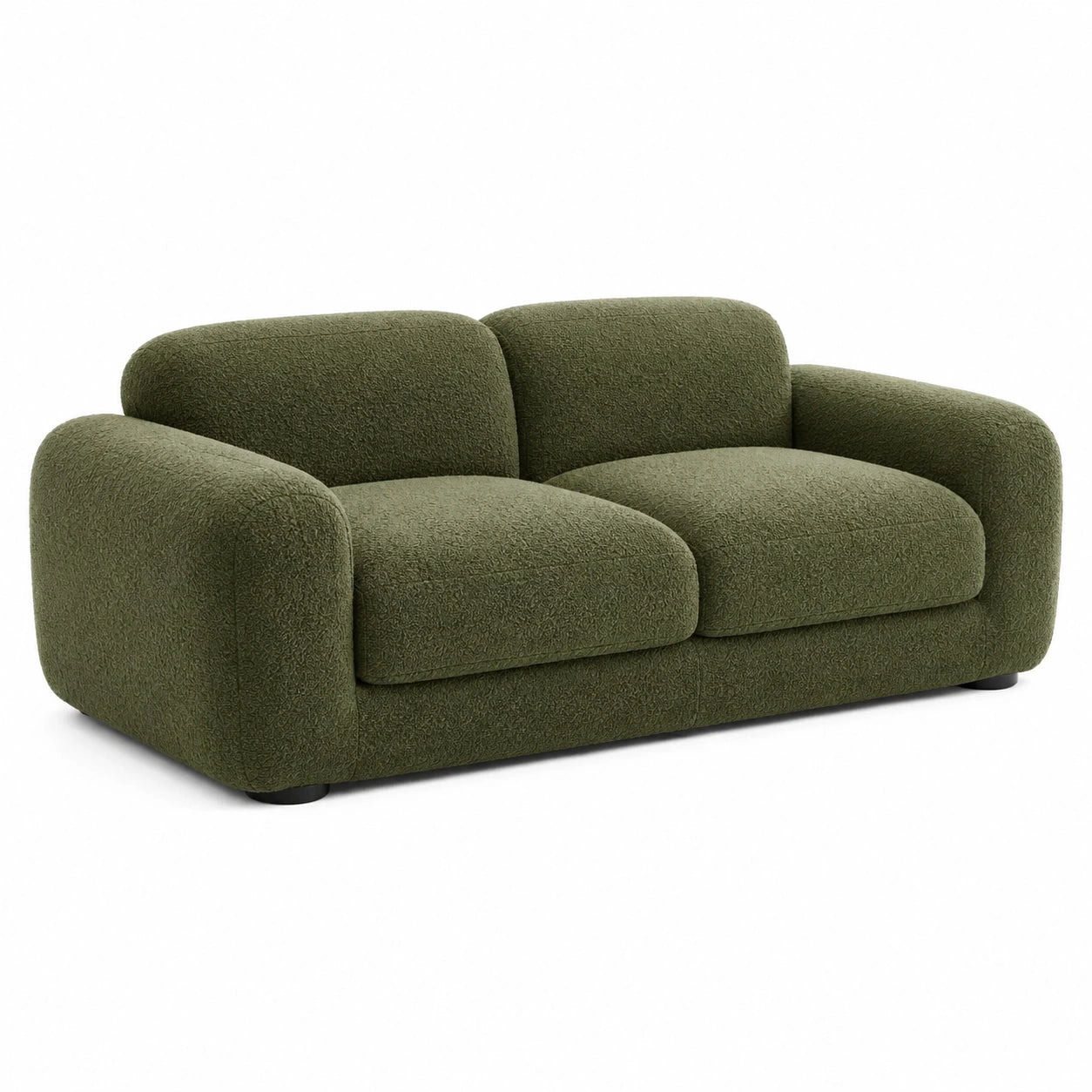 Canapé 2 places en tissu bouclé polyester vert
