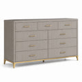 Commode en bois et laiton gris 9 tiroirs