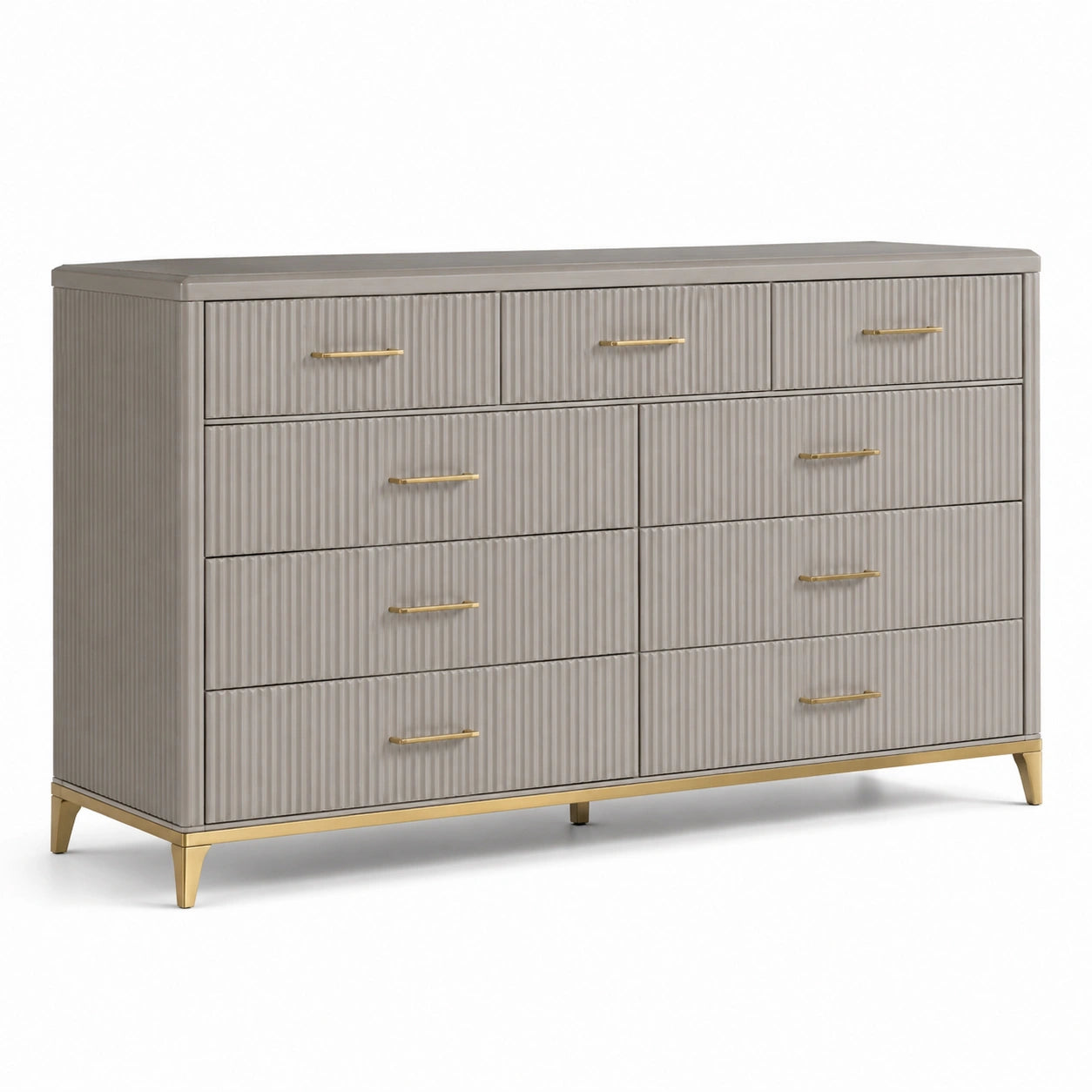 Commode en bois et laiton gris 9 tiroirs