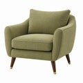 Fauteuil en tissu polyester avec pieds en bois vert