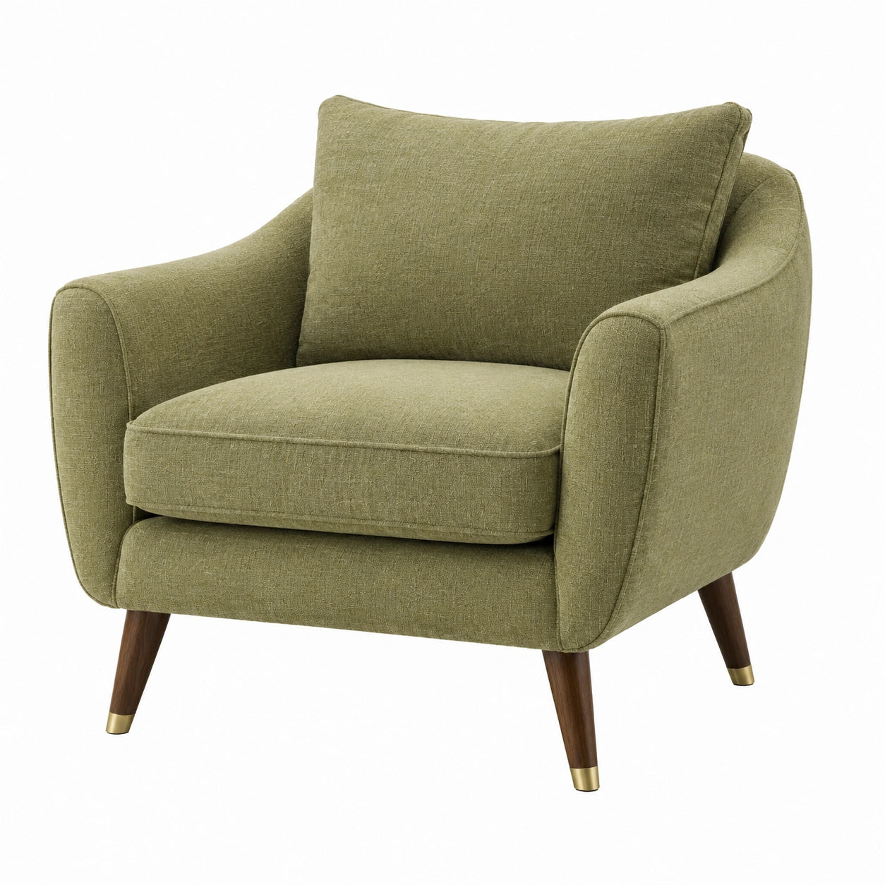 Fauteuil en tissu polyester avec pieds en bois vert