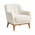 Fauteuil en tissu bouclé crème avec cadre en bois