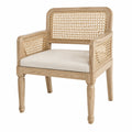 Chaise en bois et rotin avec coussin en polyester beige
